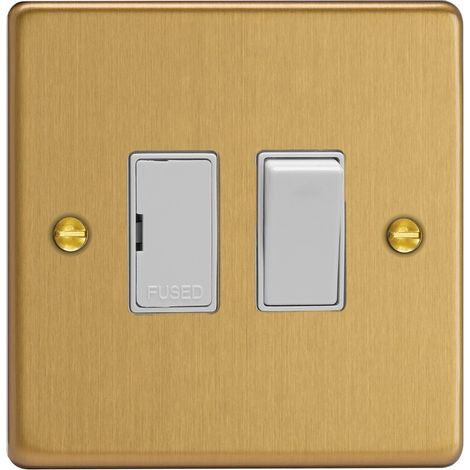 Varilight 13A Switched Fused Spur Switch, Brushed Brass Finish, Durable Easy-Install Indoor