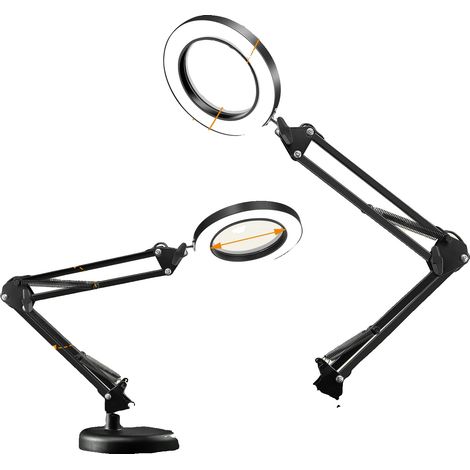 Lente Fresnel, aumento de 10X, luz LED ajustable, color negro, 10X (1/2)