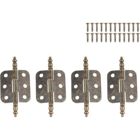 4 bisagras para puertas de armario, bisagras de metal antiguo, bisagras planas, bisagras pequeñas, bisagras para muebles, bronce, 7,2 x 3,4 cm, hierro (1/5)