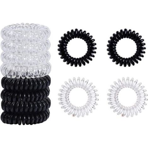 Élastiques à cheveux - Noname - Spirale - 16 PCS - Noir et Transparent - Accessoire de Coiffeur (1/4)