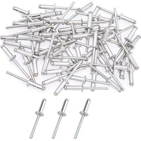 Set mit 50 hochwertigen industriellen Aluminiumnieten für verschiedene Metallteile. (1/4)