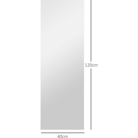 Miroir corps entier 40x120 cm sur pied LED, miroir mural tactile sans cadre, chambre salon, dimensions 40x120 cm, coloris transparent (1/5)