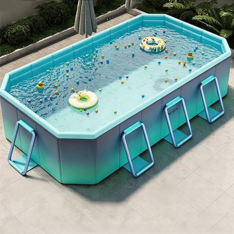 LEDANDER Piscine pliable pour chiens de 210 cm – Pour grands chiens et enfants – Bassin de jeu aquatique extra-large en plastique rigide – Baignoire pour chiots et animaux de compagnie – Antidérapante (1/5)