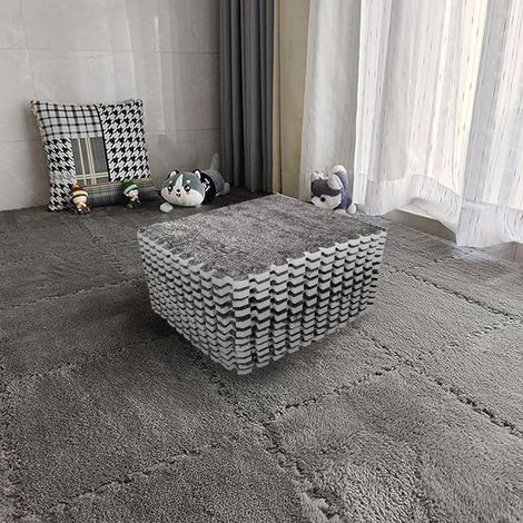 Lot de 12 tapis en mousse à emboîter - 30 x 30 cm - Pour salon, chambre à coucher, puzzle - Dalles de sol en mousse emboîtables pour le jeu (1/5)