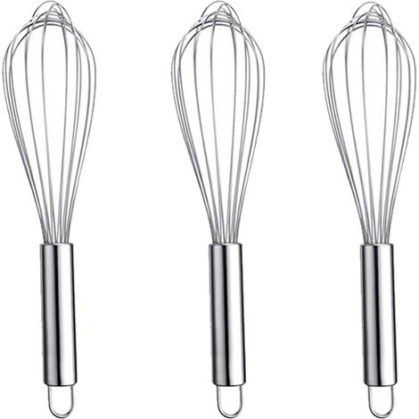 Fouet - Acier Inoxydable Alimentaire - 8 Fils - Ensemble de 3 Fouets à Ballon - Pour Mélanger Battre Monter Crème - Cuisine Maison (1/5)