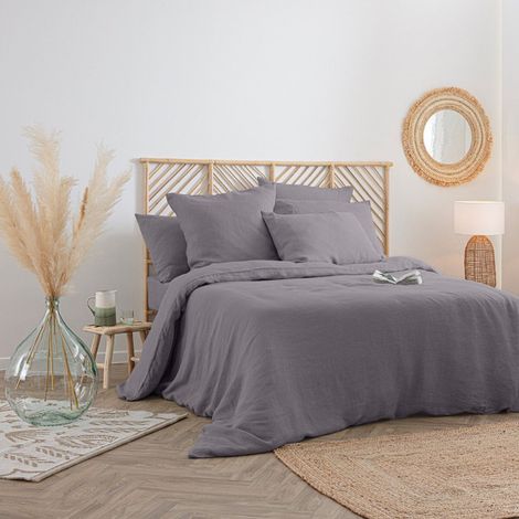Housse de Couette Lin "Adorable" 260x240cm Gris Ardoise (1/5)