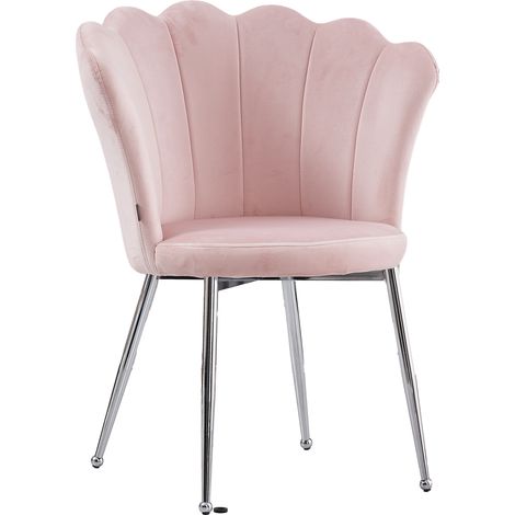 Lot de 2 chaises NYMPHEA pieds Chrome assise Velours Rose (1/5)