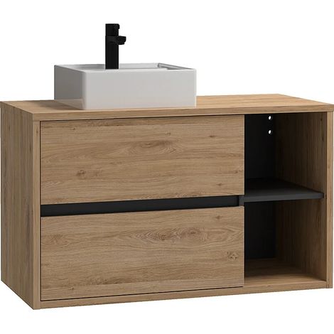 Mobile per bagno sospeso lavabo quadrato 100 cm Colore Naturale - PURNAL (1/5)