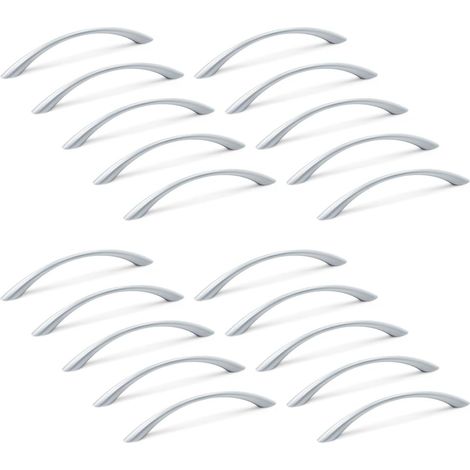 Poignée pour meuble, CC 128mm, zamak, gris métallisé, Set de 20 pièces (1/5)