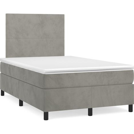 Sommier à lattes de lit et matelas Gris clair 120x200cm Velours (1/5)