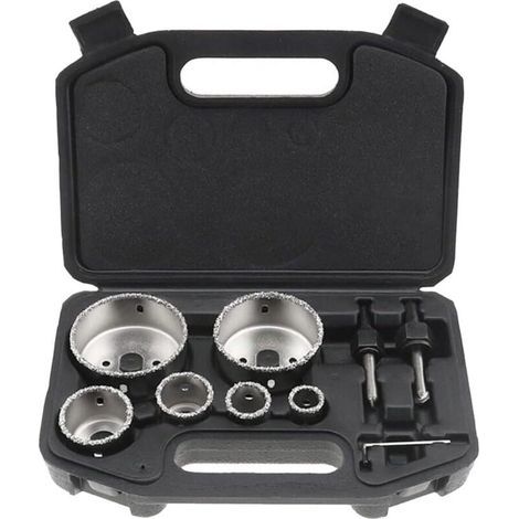 Jeu Scies de cloche Ensemble d’outils 9 pièces Perceuse Carreaux Carrelage Trépan de forage Couronne-φ22,28,35,44,68,73mm (1/5)