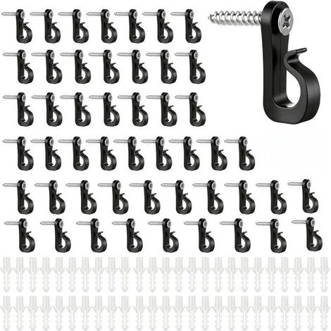 Paquete de 50 ganchos de tornillo para exteriores - Ganchos resistentes a la intemperie para guirnaldas de luces y decoraciones navideñas con tuerca de seguridad (1/5)