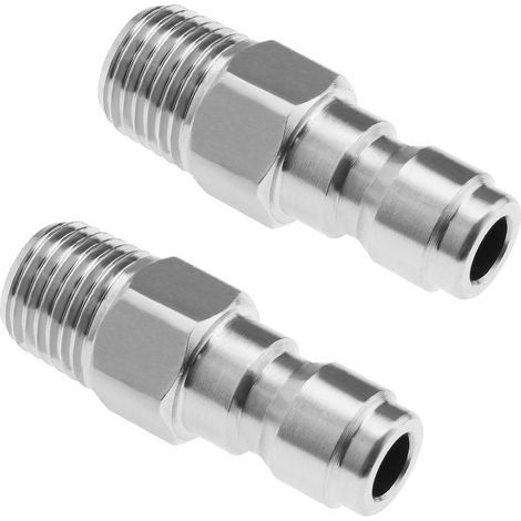 2 Pièces Adaptateur, Acier Inoxydable 304, Raccord NPT Mâle 1/4 Pouces, Prise Connexion Rapide, 5000 PSI, Nettoyeur Haute Pression (1/5)