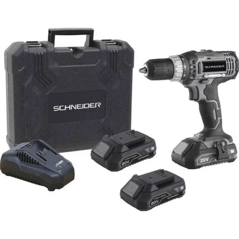 Schneider – Perceuse-visseuse sans fil 20V avec 2 batteries 2Ah – Couple 35Nm – Mandrin 13mm pour perçage acier et bois – Coffret de rangement inclus (1/3)