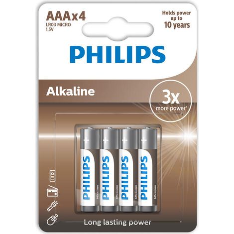 Pila alcalina aaa, lr03, 1,5 v, ø10,5 x 44,5 mm, 4 uds, blíster