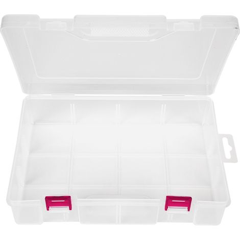 Boîte de rangement transparente D306, organisateur de bijoux, organisateur d'outils, boucle rose (1/3)