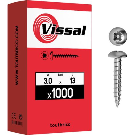 1000 vis agglo 3 X 13mm tête ronde pozidriv zingué - Vissal (1/2)