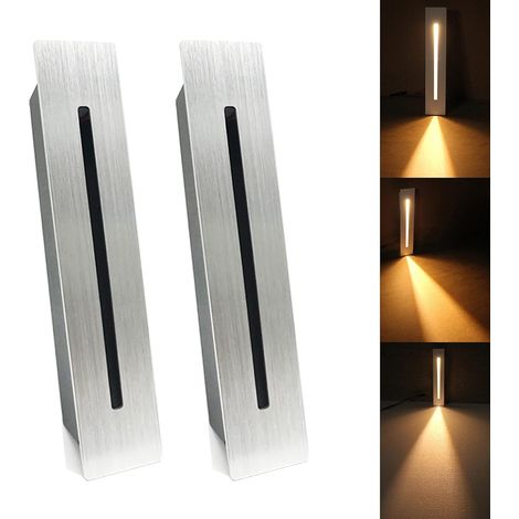 LED Encastré Escalier Lumière Étape Lumière 3W 220 V Intérieur Coin Applique Murale Étape Décoration Lampe Couloir Escalier Lampe Avec CREE Puce, 2 pièces, Blanc Froid, Silver
