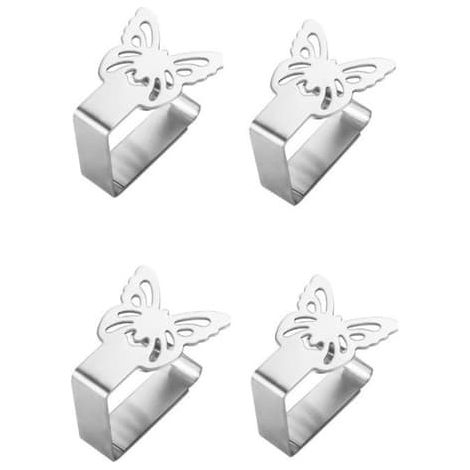 Pinces à linge en forme de papillon / Supports à linge, lot de 4 argentés (1/5)