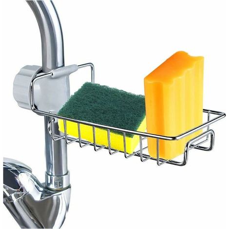 Porte Eponge Evier Cuisine, Porte-éponge en Acier Inoxydable, Multifonctionnel pour évier de Cuisine, Organisateur d'évier, Plateau égouttoir à Vaisselle, Porte-Savon Support Eponge Evier Cuisine
