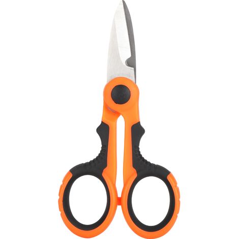 Ciseaux Multifonctionnels - Lame En Acier Inoxydable - Pour Coupes De Fils Isolés - Poignée Ergonomique Noir Orange - 1 Pièce