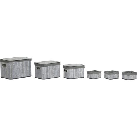 Cesta Set 6 Bambu Poliester 51X35X33 Gris (1/5)
