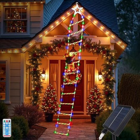 Lumière échelle Noël solaire 240 LED – Père Noël, 8 modes – Extérieur, mur, fenêtre (1/5)