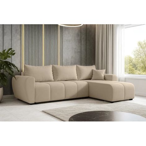 AX LIVING Eckcouch mit Schlaffunktion Malatya L Mini Sofa Hellbraun R