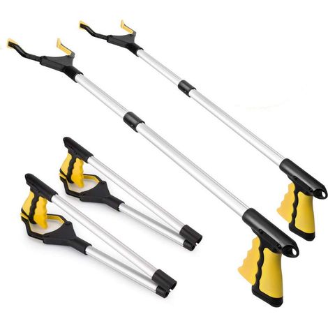 Pince de préhension pliable de 81 cm (32 pouces) pour personnes âgées, outil de ramassage, pince à déchets, pince de jardin, rallonge de bras (jaune) (1/5)