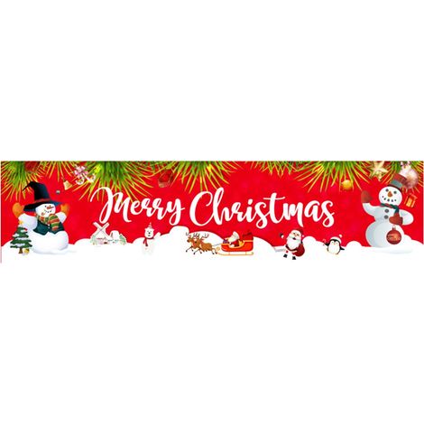 Bannière De Noël - Tissu Non Tissé - 300 x 50 Cm - Pour Porte Mur Extérieur Intérieur - Arrière-plan Photo Fête - 1 Pièce