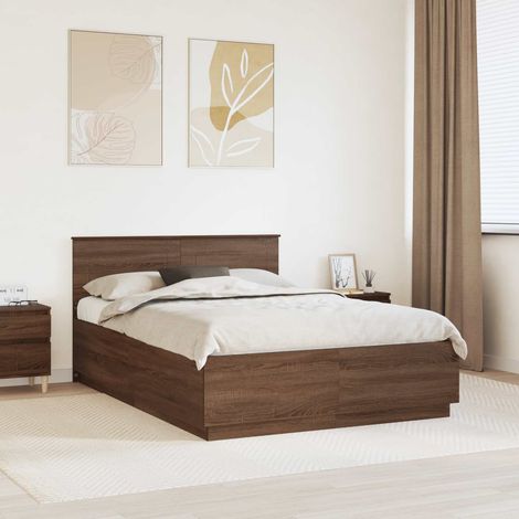vidaXL Struttura del letto con testiera Rovere Marrone 150 x 200 cm