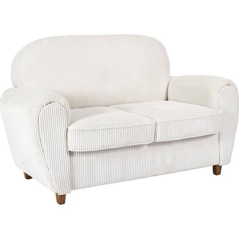 GANDY - Canapé Club 2 Places Tissu Velours Côtelé Beige