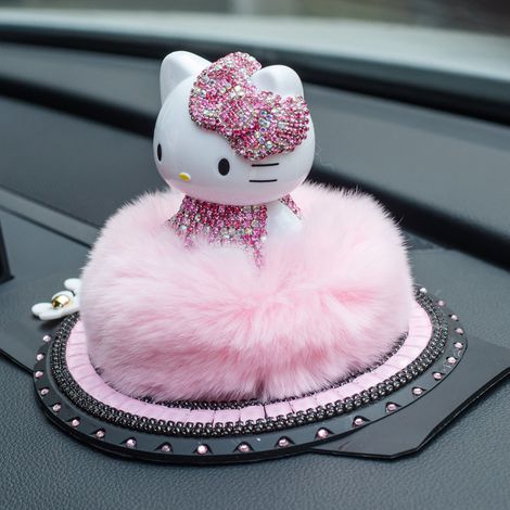 Figurine Chat Rose Strass Décor Voiture Tableau de Bord Parfum Intérieur Ornement Auto Accessoire (1/4)