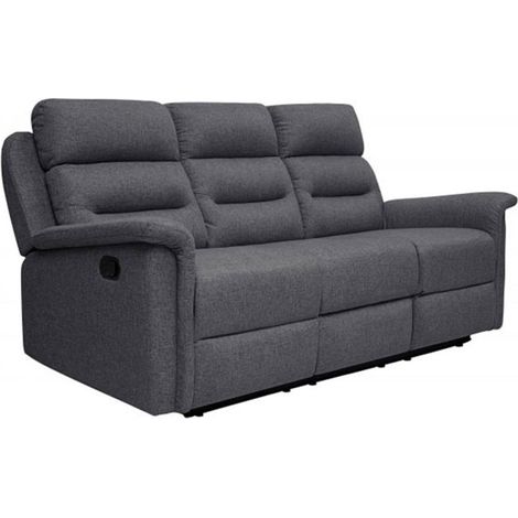Canapé de Relaxation 3 Places Tissu "Katonio" 191cm Gris Foncé (1/5)