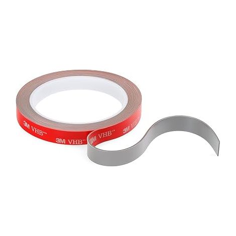 Ruban Double Face en Mousse Acrylique, Gris, 12 mm x 3 m x 1,1 mm