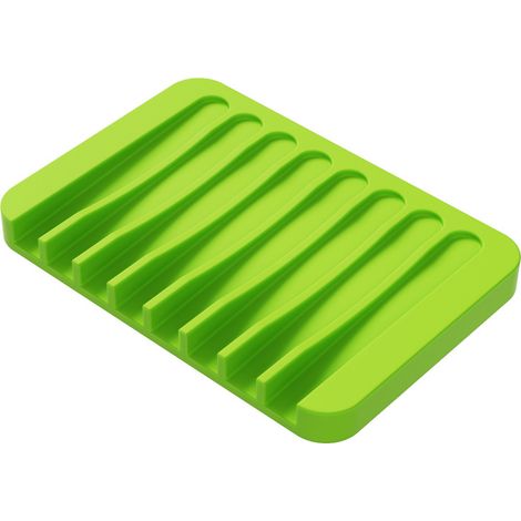 Seifenablage in Form einer Duschwanne, ideal für Bad, Küche oder Arbeitsplatte. Aus weichem Silikon gefertigt, hält sie Seife trocken und ist leicht zu reinigen. 2er-Set, grün.