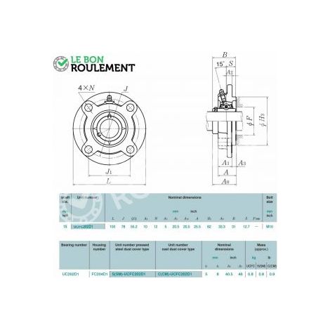 Palier fonte UCFC202-D1-NTN