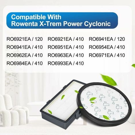 HEPA-Filterset für Rowenta X-Trem Power Cyclonic Staubsauger RO6984EA, RO6941EA, RO6963EA, RO6921EA, RO6971EA, RO6993EA (Modell RO69XX), Ersatzfilterzubehör ZR006001 (1/5)