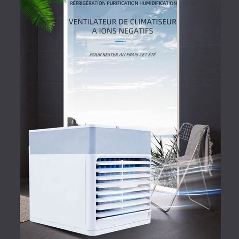 1 mini climatiseur, 3 vitesses, réservoir 500 ml, design veilleuse, climatiseur portable ABS, pour bureau et chambre (1/4)