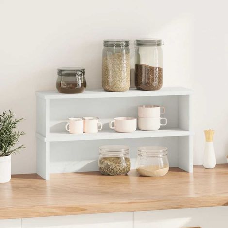 Étagères de cuisine empilables 2 pcs,Étagères de rangement blanc 50x15x16 cm CFW71333 (1/5)