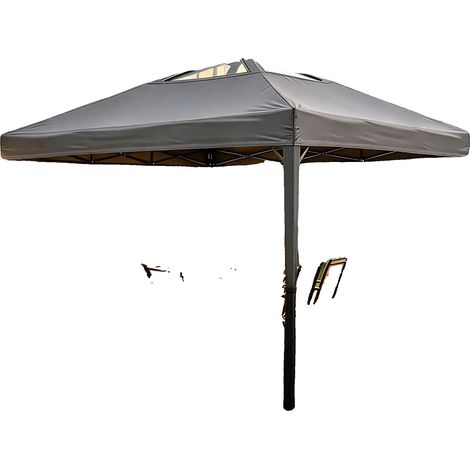 Carpa plegable, tejido impermeable, altura regulable, gris oscuro. (1/2)