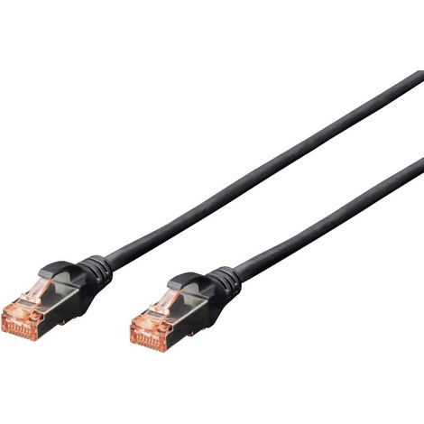 Digitus DK-1644-030/BL RJ45 Câble réseau, câble patch CAT 6 S/FTP 3.00 m noir sans halogène, torsadé (1/4)
