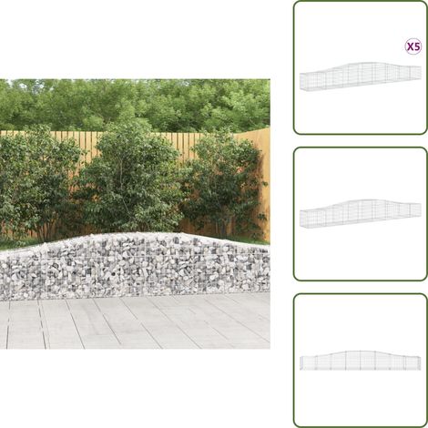 Gabionen mit Hochbogen 5 Stk. 400x50x40/60cm Verzinktes Eisen - Gabionen - Gabionenkörbe - Gartendeko - Gartenzubehör - Zaun (1/5)