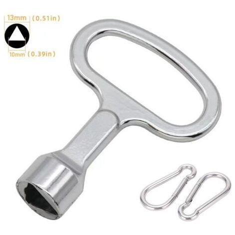 Triangle Poubelle Clé Poubelle Jaune Triangulaire Clef Triangle à Douille en Métal pour Compteur Gaz Ascenseurs Armoire Electriques Coffret (Livré avec deux mousquetons) (1/4)