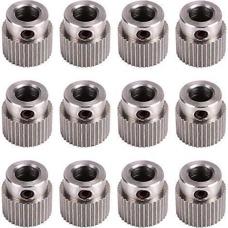 15 pièces de roue d'extrusion en acier inoxydable à 36 dents pour imprimante 3D-1.1X1.1CM-Silver