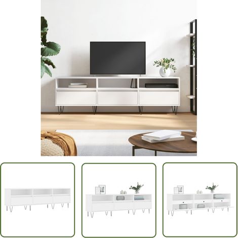 The Living Store Meuble TV blanc 150x30x44,5 cm bois d'ingénierie - Meubles Tv - Meuble Tv - Buffet Tv - Banc Tv - Meuble Rangement (1/5)
