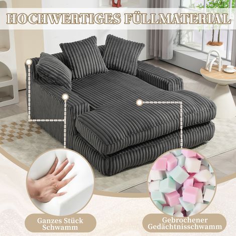 Canapé convertible moderne en velours côtelé, nuage moelleux avec 3 coussins doux, fauteuil de sol confortable pour salon appartement bureau (Gris foncé) (1/5)
