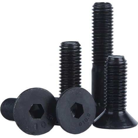 50 vis à tête fraisée hexagonale M2 M2.5, longueur 3-30 mm, en acier au carbone, métaux (14 pièces))