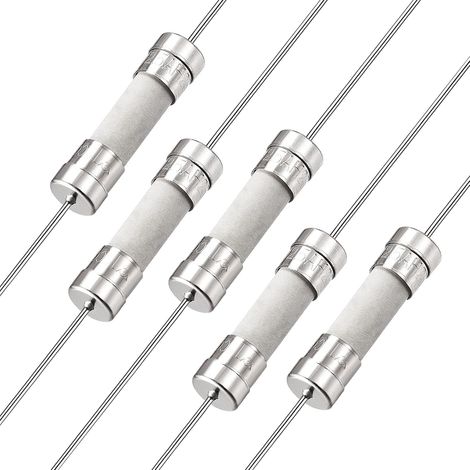 5pcs Ceramic Cylindrical Tube Fuses with Pin 5 x 20 mm Slow Cut Fuse Timing Wire Conductor, 250V T2.5A (1/5)