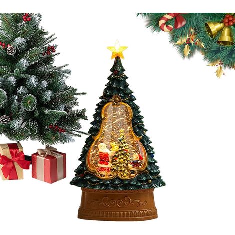 Lanterne Boule À Neige De Père Noël Minuterie de 6 Heures Forme d'arbre Décor de Lanterne Boule à Neige Étincelante pour Noël pour Adolescents Adultes Hommes Femmes Cheminée Salle à Manger Salon (1/5)
